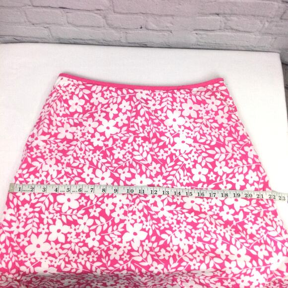 L.L. Bean Women's Pink Floral Lightweight Above the Knee Cotton A-line Skirt 12 - Picture 10 of 11